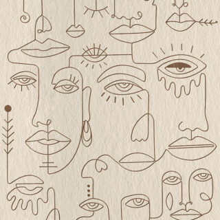 Abstract Faces Print Roller Blinds