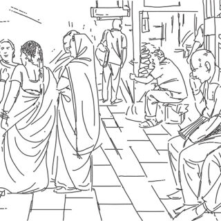 Indian Street Sketch Art Roller Blind