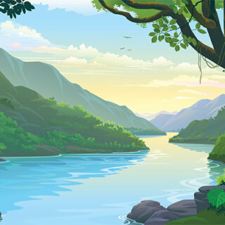 Soothing River Scenery Roller Blind
