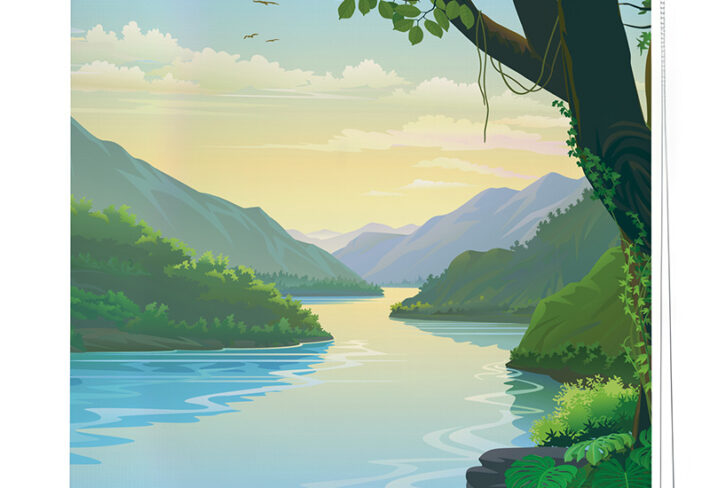 Soothing River Scenery Roller Blind
