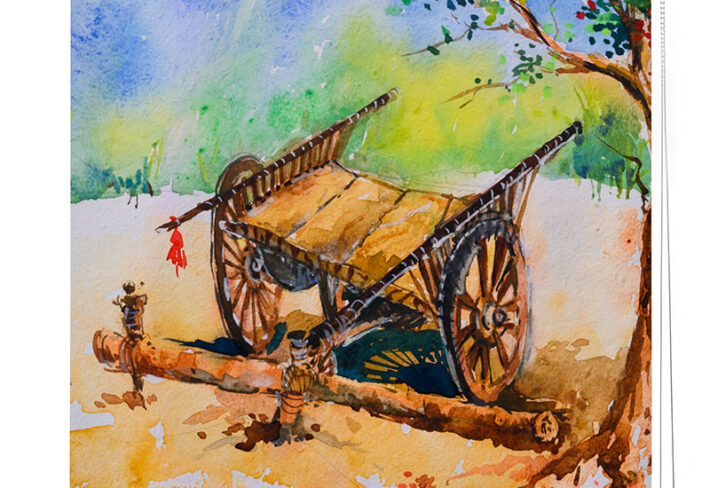 Nostalgic Cart Painting Roller Blind