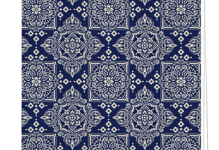 Elegant Navy Patterned Roller Blind