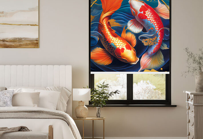 Vibrant Koi Fish Outside Roller Blind