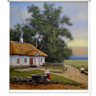 Beautiful Village Painting Roller Blind