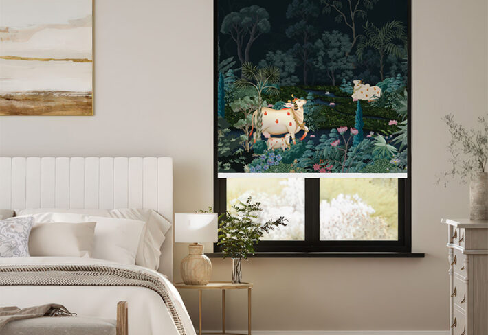 Divine Pichwai Cow Outside Roller Blind