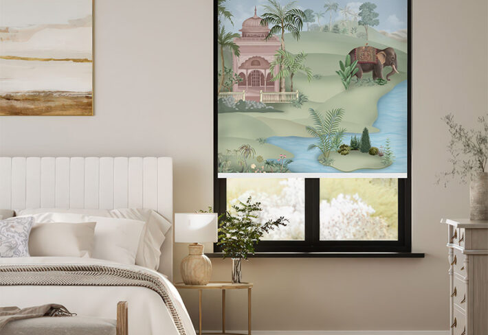 Traditional Indian Elephant Print Outside Roller Blinds