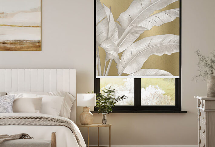 Golden Tropics Banana Leaf Outside Roller Blind