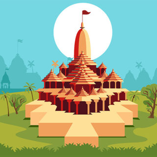 Ram Mandir Ayodhya Art Roller Blinds