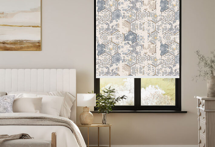 vintage charm hex tile outside roller blind