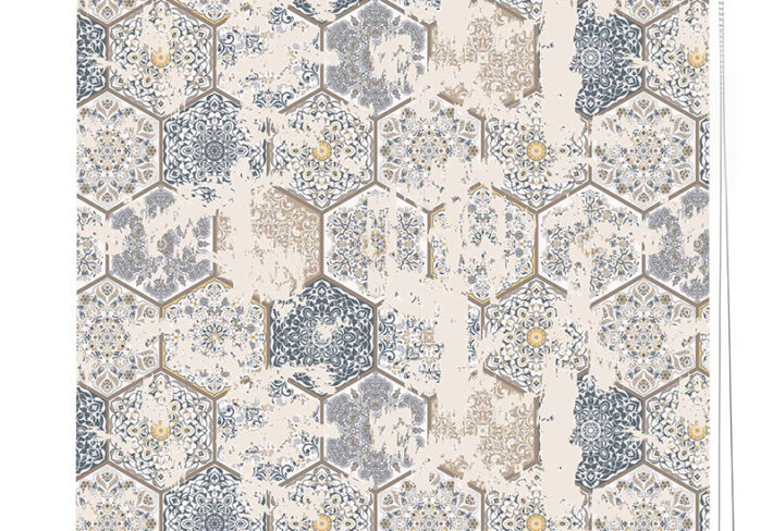 vintage charm hex tile roller blind