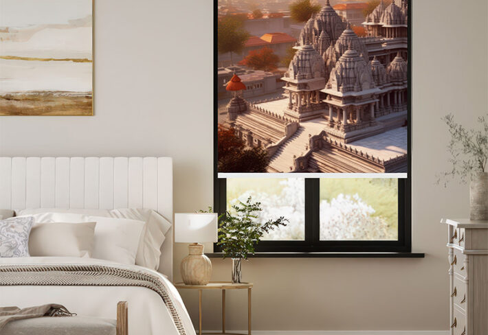 Timeless Temple Elegance Outside Roller Blinds