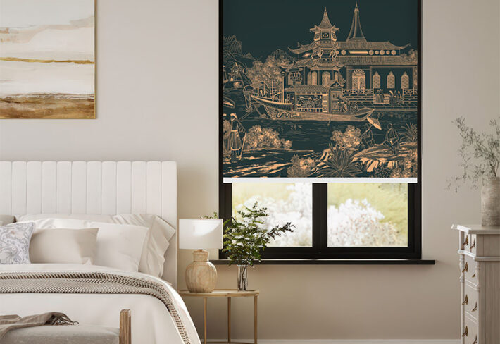 Historical Asian Scene Outside Roller Blind