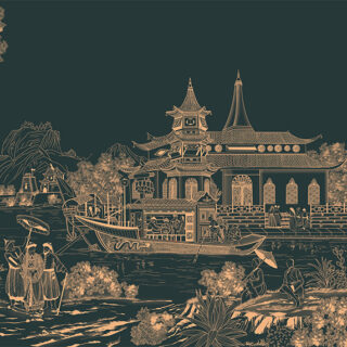 Historical Asian Scene Roller Blind