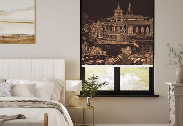 Serene Asian Window Outside Roller Blind