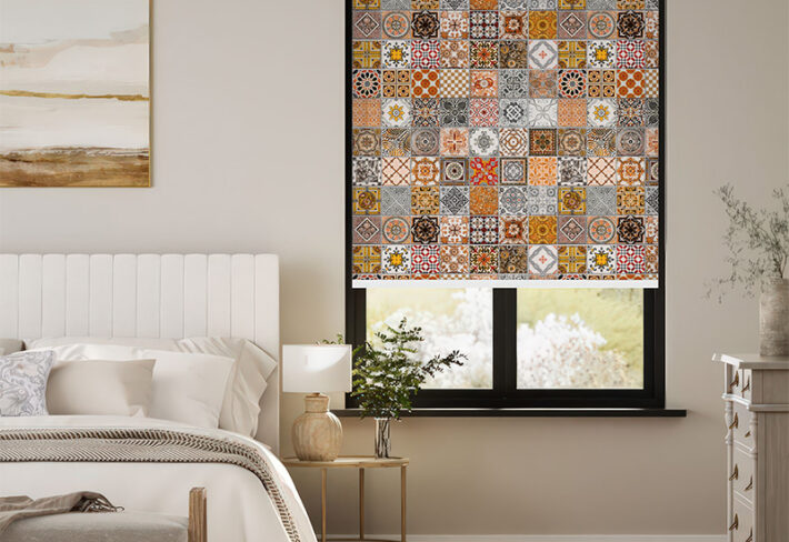 Mosaic Pattern Window Outside Roller Blind