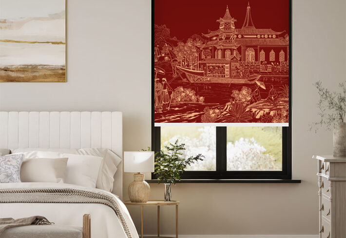 Majestic Pagoda Print Outside Roller Blind