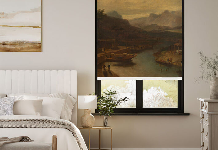 Classical River Village Landscape Outside Roller Blind