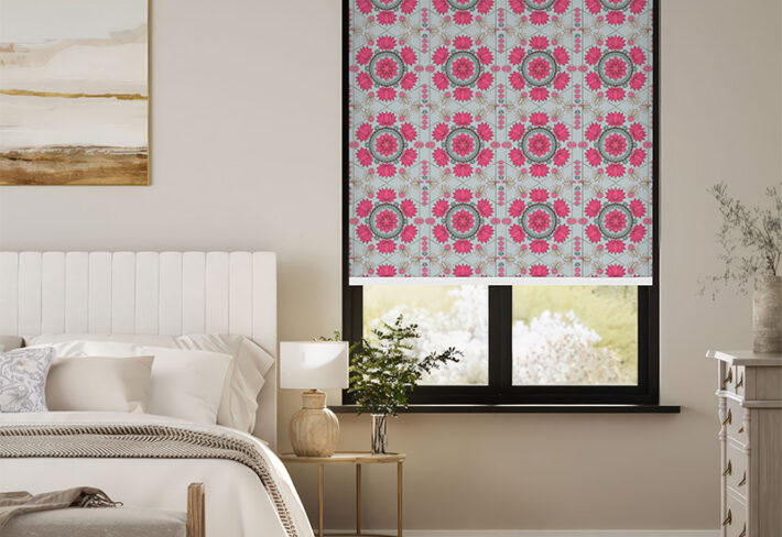 Pink Floral Mandala Outside Roller Blind