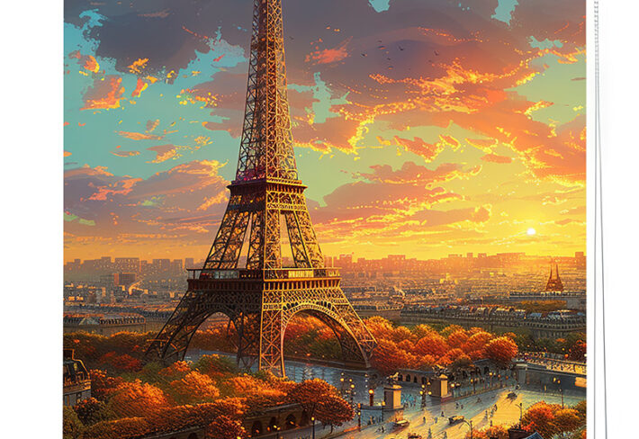 Paris Cityscape at Dusk Roller Blind