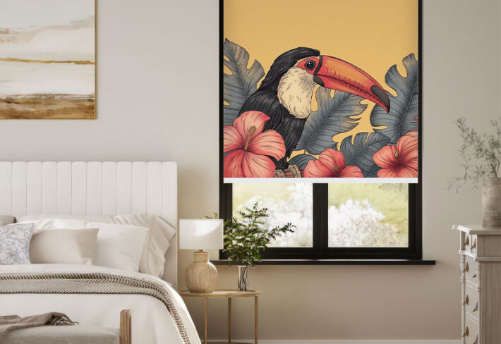 Lush Jungle Toucan Printed Window Outside Roller Blind