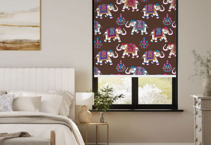 Majestic Elephant Parade Window Outside Roller Blind