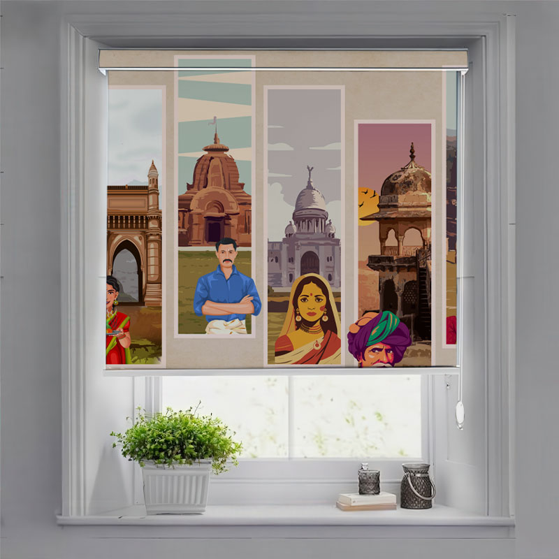Cultural Heritage of India Window Pelmet Roller Blind
