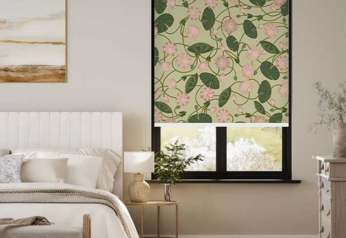 Elegant Lotus Flower Patterned Outside Roller Blind