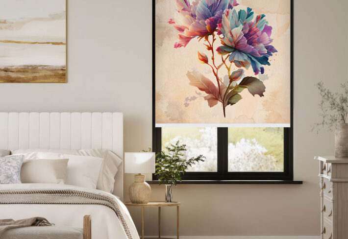 Pastel Bloom Watercolor Window Outside Roller Blind