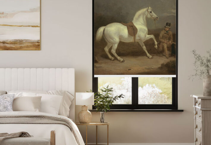 Old World Charm Horse Art Outside Roller Blind