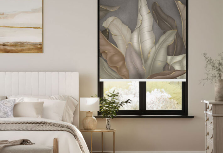 Golden Leaf Modern Window Outside Roller Blind
