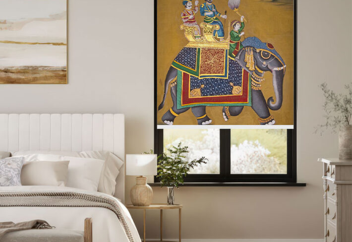 Rajput Art Elephant Scenic Outside Roller Blind