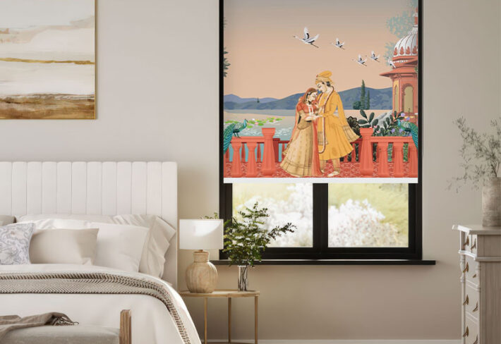 Indian Royal Couple Art Print Outside Roller Blind