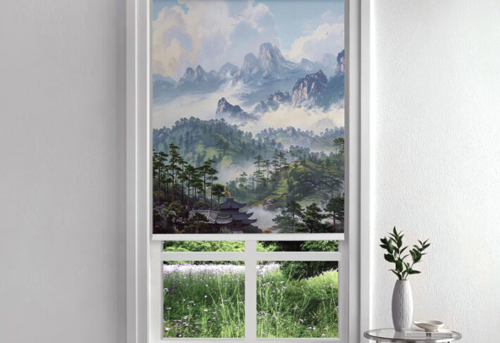 Clouded Zen Peaks Landscape Roller Blind