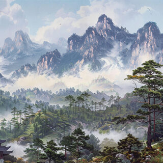 Clouded Zen Peaks Landscape Roller Blind