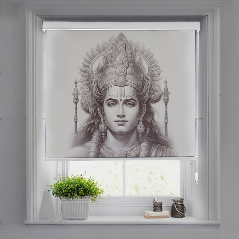 Raja Ram Chandra Puja Room Pelmet Roller Blind