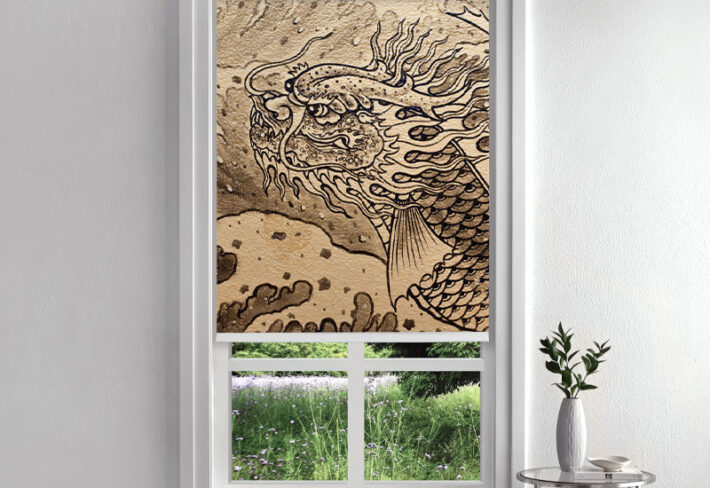 Traditional Asian Dragon Design Roller Blinds
