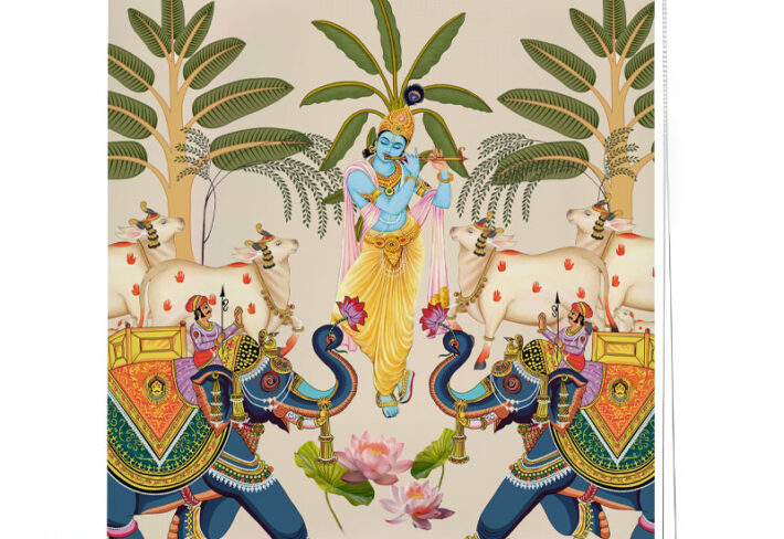 Krishna's Garden Puja Room Roller Blinds