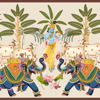 Krishna's Garden Puja Room Roller Blinds