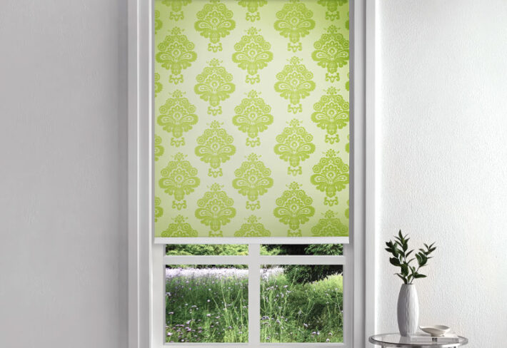 Green Damask Roller Blinds