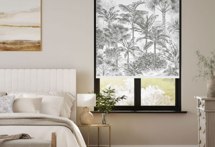 Monochrome Palm Forest Window Outside Roller Blind