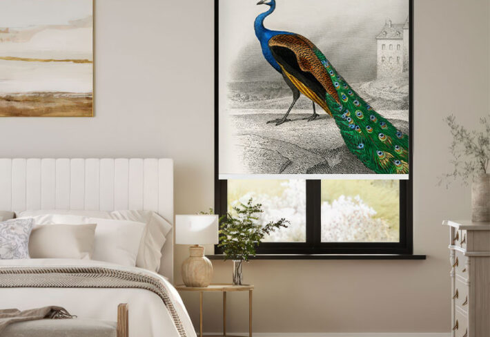 Heritage Peacock Motif Window Outside Roller Blind
