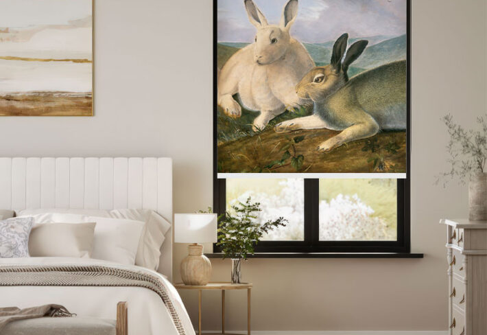 Rustic Meadow Rabbit Outside Roller Blind