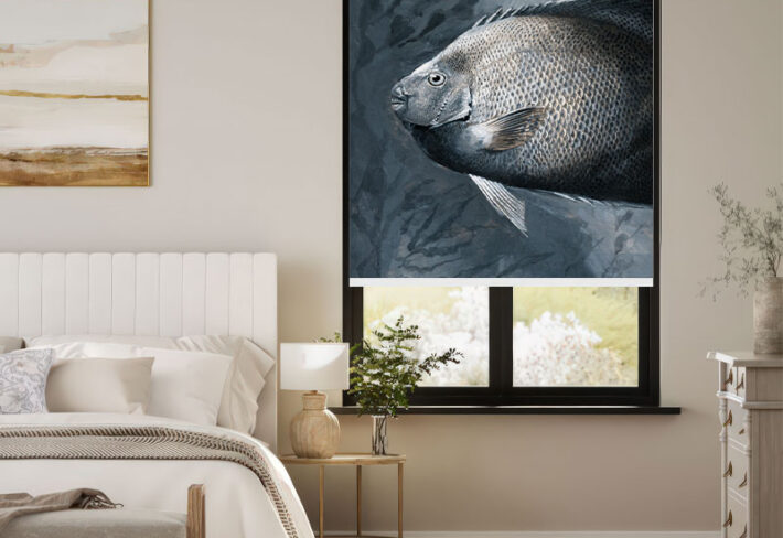 Grayscale Fish Portrait Window Outside Roller Blind