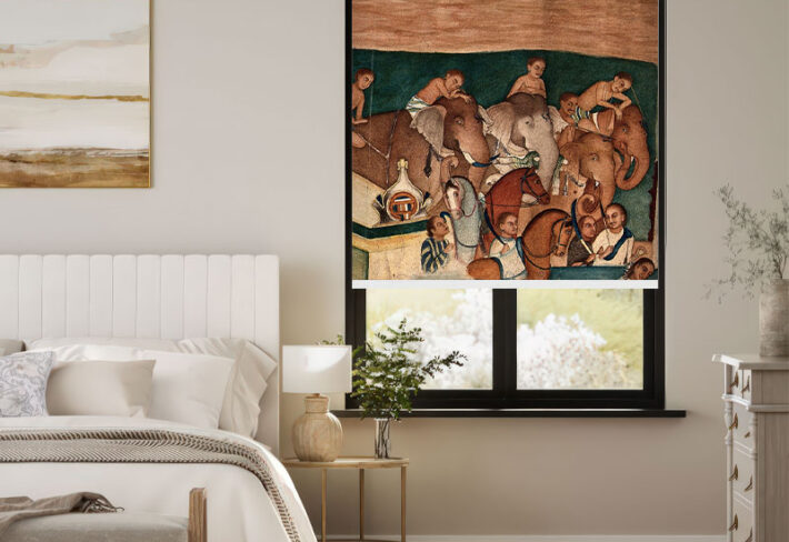 Royal Elephant Procession Window Outside Roller Blind
