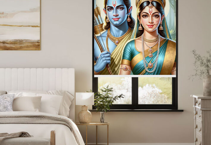 Lord Rama and Sita Spiritual Art Outside Roller Blind