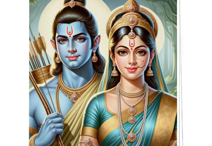 Lord Rama and Sita Spiritual Art Roller Blind