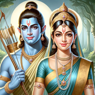 Lord Rama and Sita Spiritual Art Roller Blind