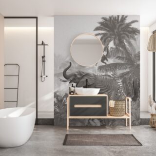 Iris, Monochromatic Tropical Animals Wallpaper Mural