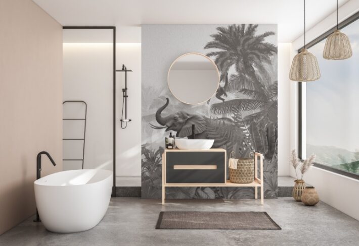 Iris, Monochromatic Tropical Animals Wallpaper Mural