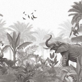 Iris, Monochromatic Tropical Animals Wallpaper Mural